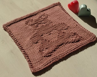 Teddy facecloth knitting pattern / Beginner knitting pattern / Teddy knitted square pattern / Dish cloth / Spa cloth / Blanket square