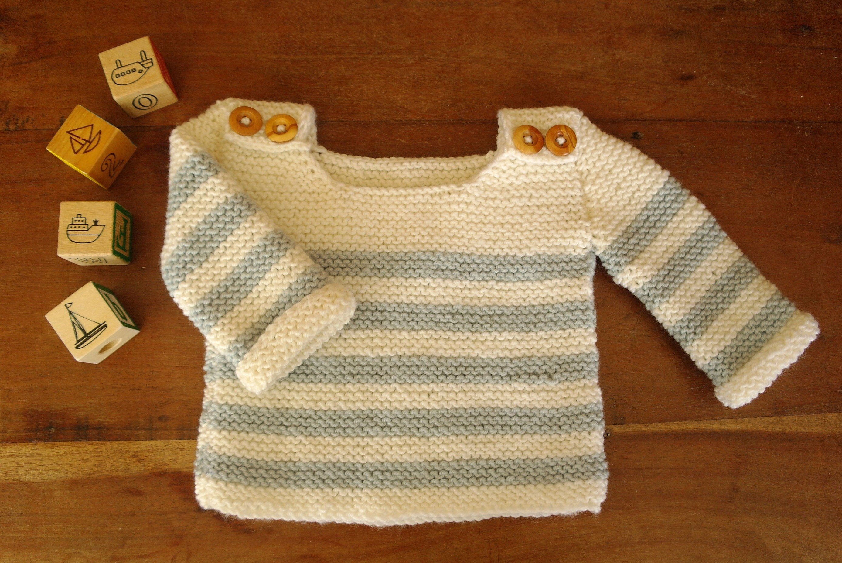 Easy Baby Jumper Knitting Pattern 024 Months / Baby Breton Etsy UK