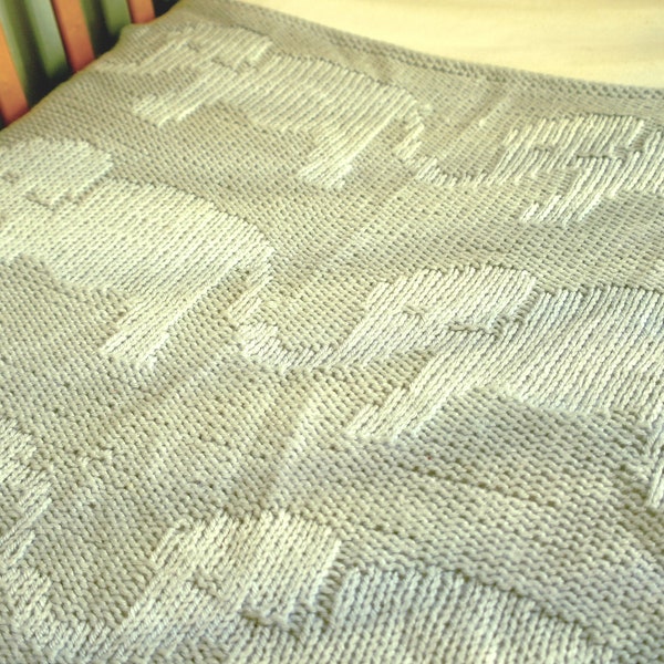 Easy Baby Blanket Knitting Pattern / Baby Elephant Blanket / Elephant Knitting Pattern / Worsted Aran blanket / Beginner Baby Blanket