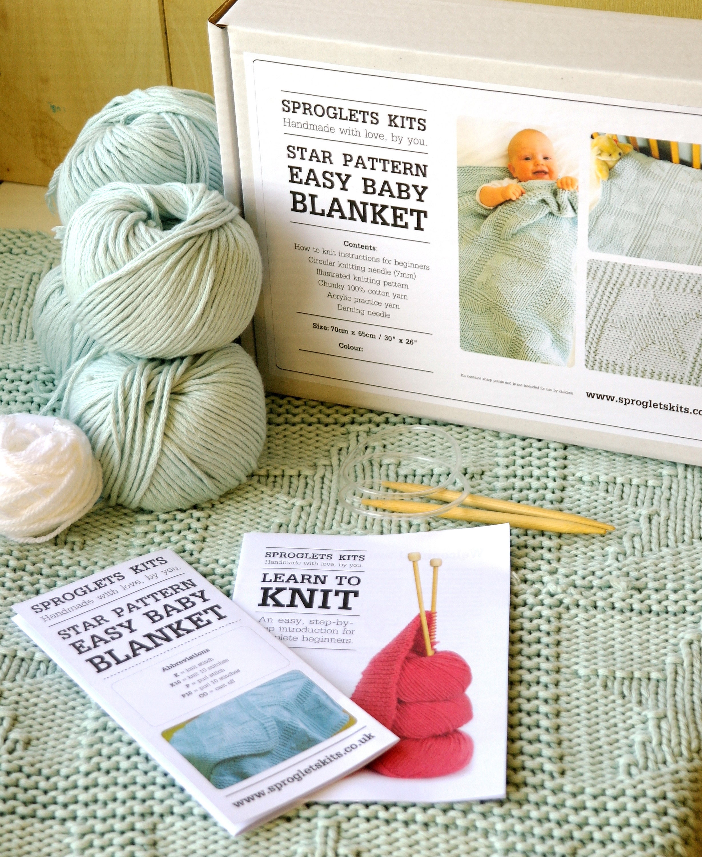 Needle It® Kit de tricot pour couverture de bébé 100% coton - Kit complet  pour