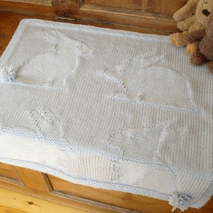 Easy Baby Blanket Knitting Pattern / Bunny blanket knitting pattern / Bunnies blanket knitting pattern / Easter knitting / Rabbit knitting image 4