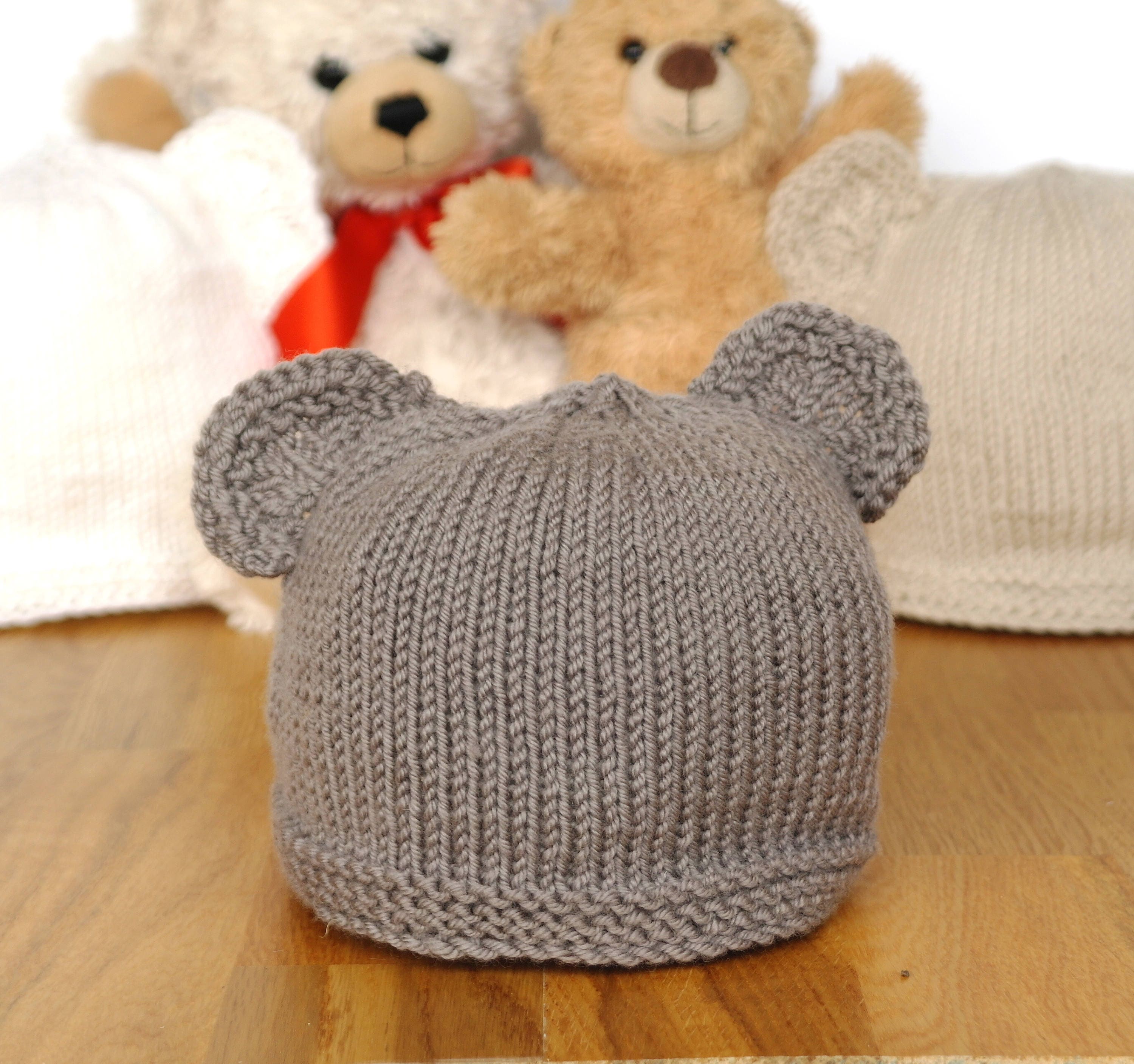 Easy baby knitting pattern / Teddy bear hat / Baby hat with Etsy