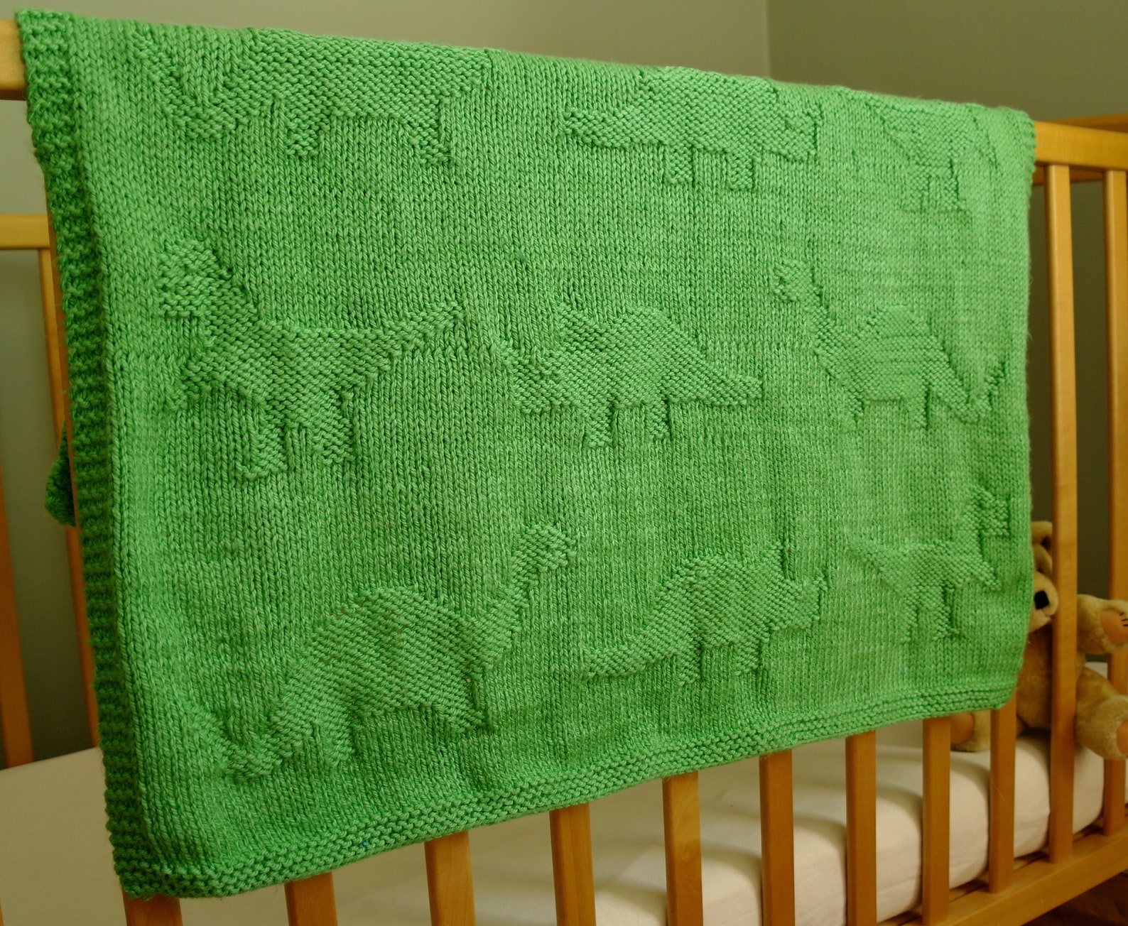 Easy Baby Blanket Knitting Pattern / Dinosaur Baby Blanket / Etsy