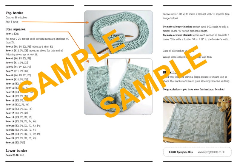 Easy baby blanket knitting pattern / Star pattern blanket / Chunky baby blanket / Beginner baby blanket / Baby shower gift / Layette gift image 3
