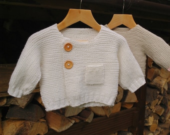 Easy Knit Baby Cardigan Pattern: Beginner Asymmetric Jacket (PDF Download)