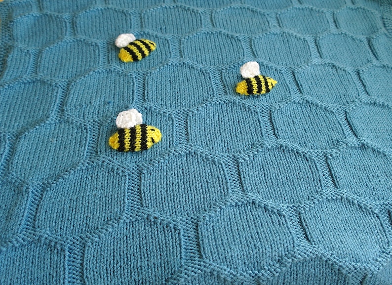 Easy Baby blanket knitting pattern / Bee knitting pattern / Beginner knitting / Geometric blanket pattern / Honeycomb baby blanket / PDF image 6