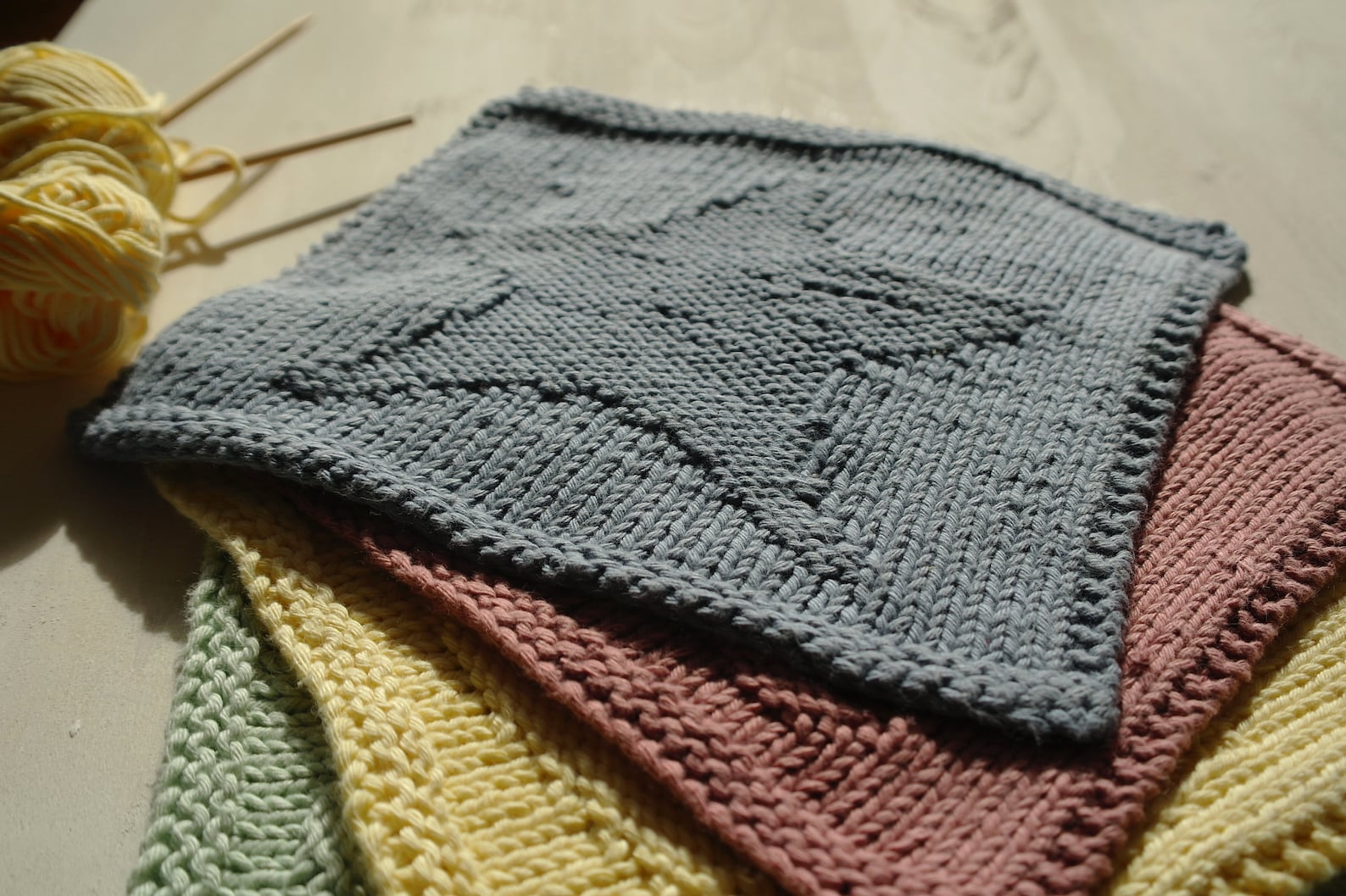 Four Face Cloth Knitting Patterns / Easy Square Knitting Etsy