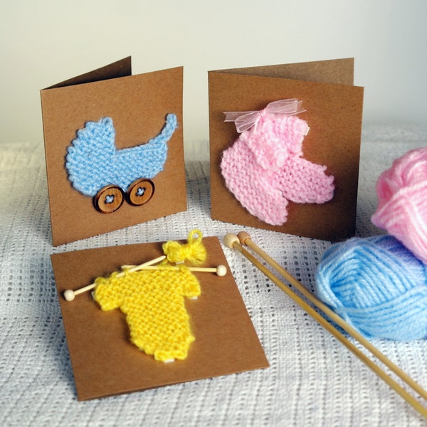 New baby card knitting pattern / Baby shower invitation / Pregnancy announcement  / Baby girl card / Baby boy card / Baby anouncement