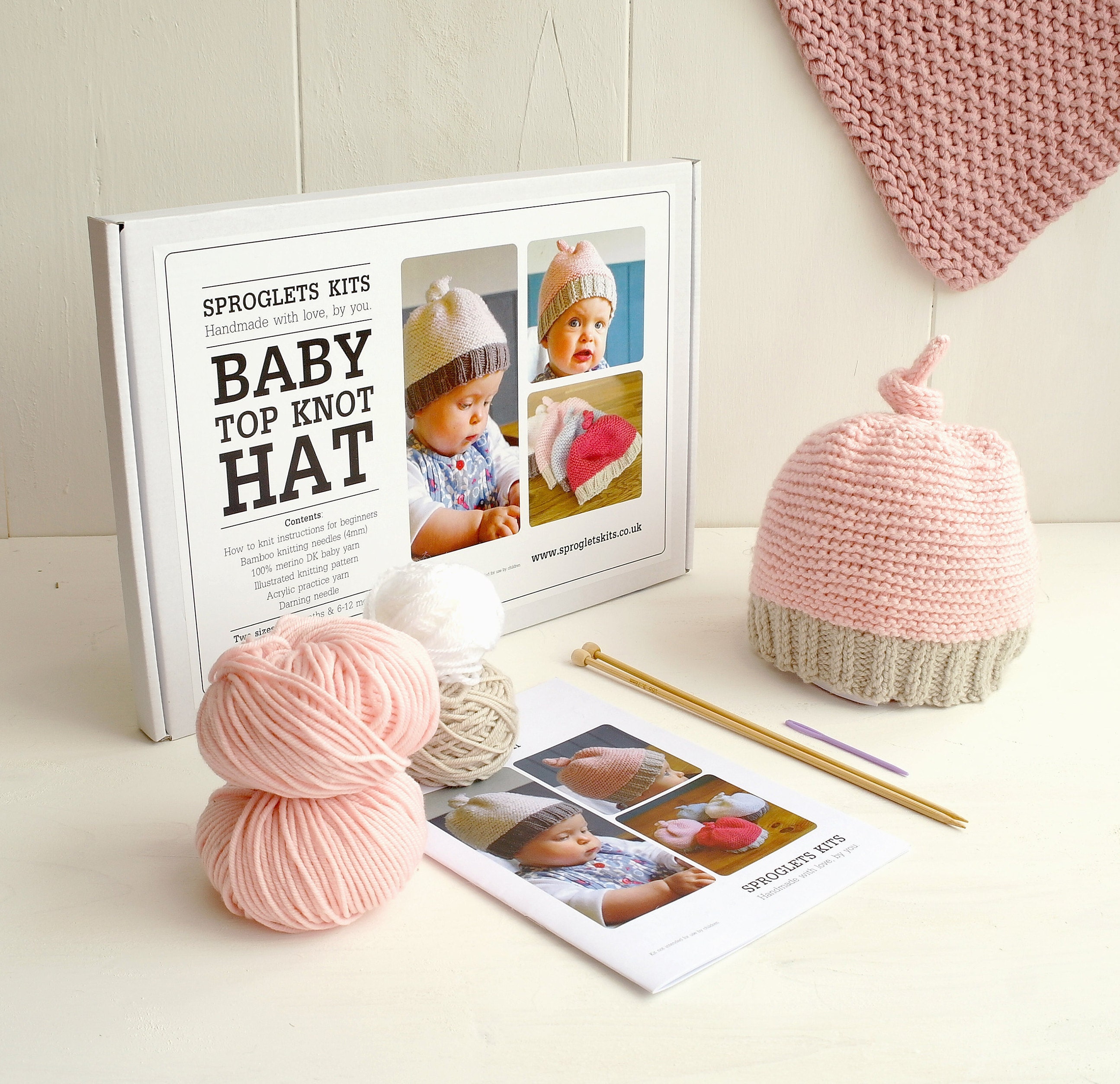 Learn To Knit Baby Hat Knitting Kit Beginner Knitting Kit Learn To Knit Baby Shower Gift Baby Shower Personalised Needles