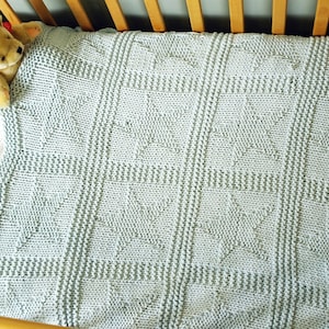 Easy baby blanket knitting pattern / Star pattern blanket / Chunky baby blanket / Beginner baby blanket / Baby shower gift / Layette gift