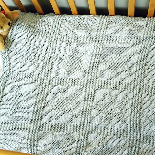 Easy baby blanket knitting pattern / Star pattern blanket / Chunky baby blanket / Beginner baby blanket / Baby shower gift / Layette gift