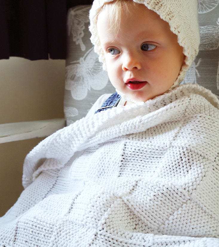Easy baby blanket knitting pattern / Beginner knitting / Etsy