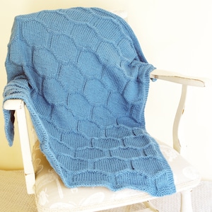 Easy blanket knitting pattern / Honeycomb blanket knitting pattern / Beginner knitting / Geometric blanket pattern / Easy baby blanket / PDF