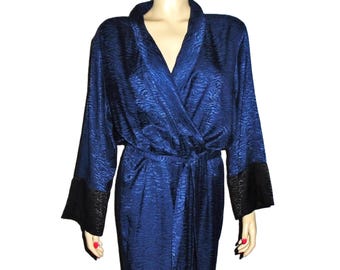 Victoria's Secret Loungewear 90s Blue Satin 1pc Jumpsuit Wide Legged Size L