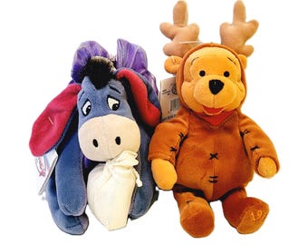 Reindeer Pooh and Sugar Plum Fairy Eeyore Plush Toys NWT 2pc