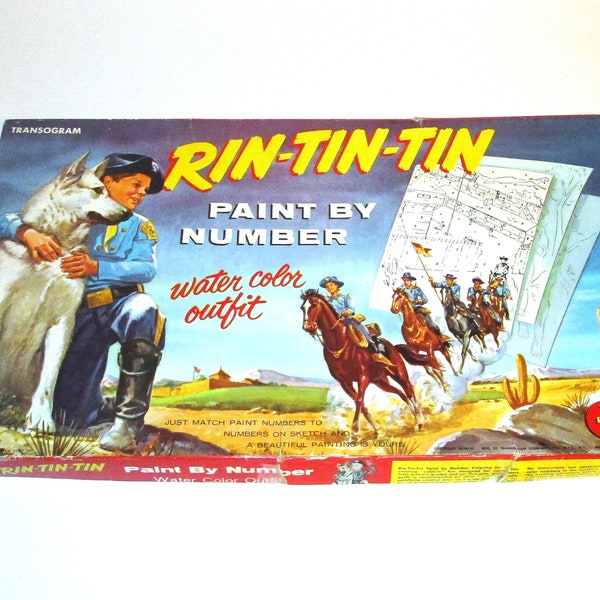 1956 Rin Tin Tin Paint By Number by Transogram Partially Used