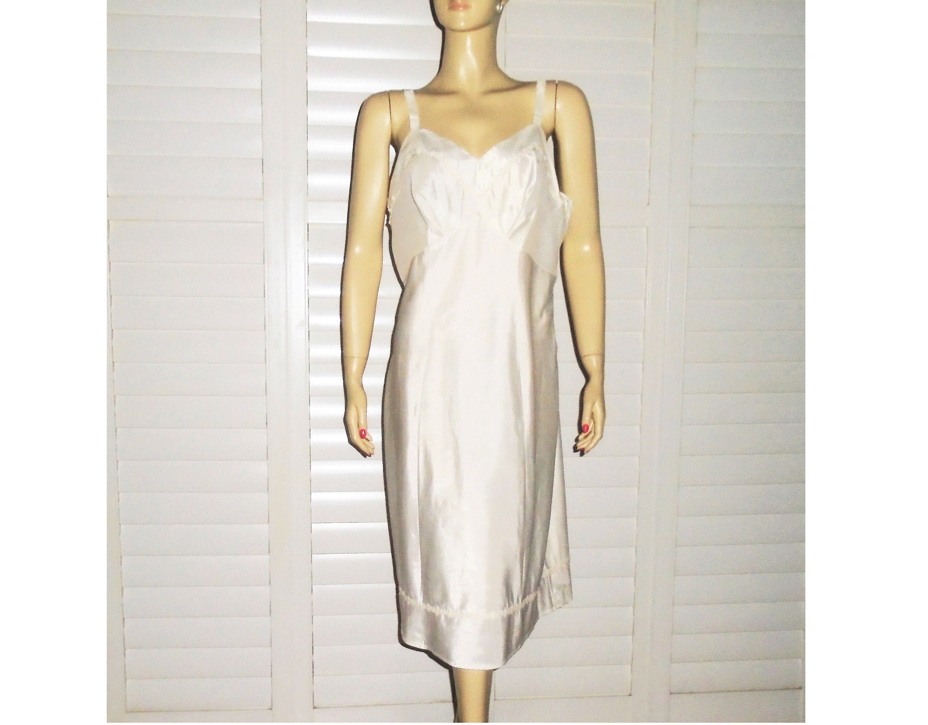 60s White Dress Slip Kayser Vintage Lace Slip L 40 Etsy
