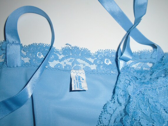 60s Blue Dress Slip French Maid Vintage Lace Slip… - image 8