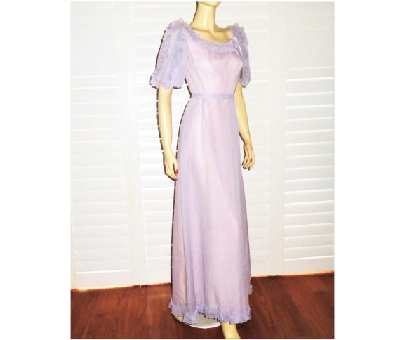 70s Bridesmaid Gown Lavender Prairie Dress XS NOS