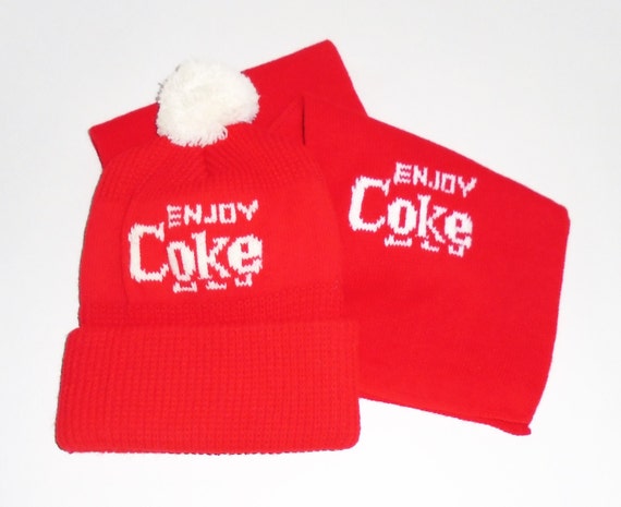 80s Cola Hat and Scarf Set K Brand Coke Pom Pom | Etsy