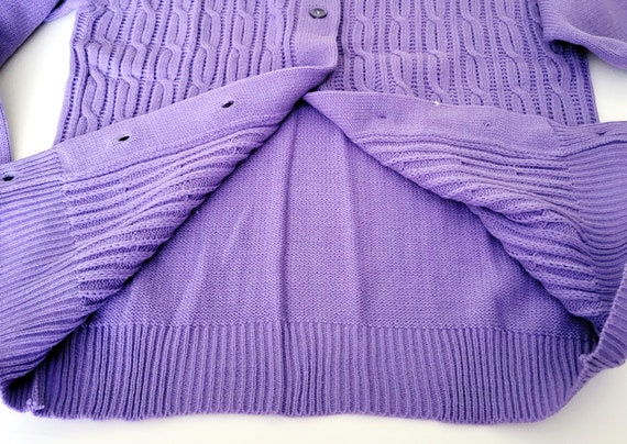 70s Mauve Sweater Cable Knit Wool Cardigan Medium… - image 9