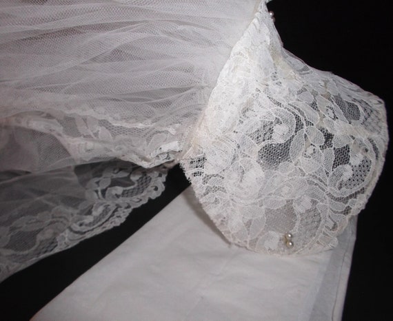 Vintage Wedding Veil Fingertip 70s Bridal Juliet … - image 8