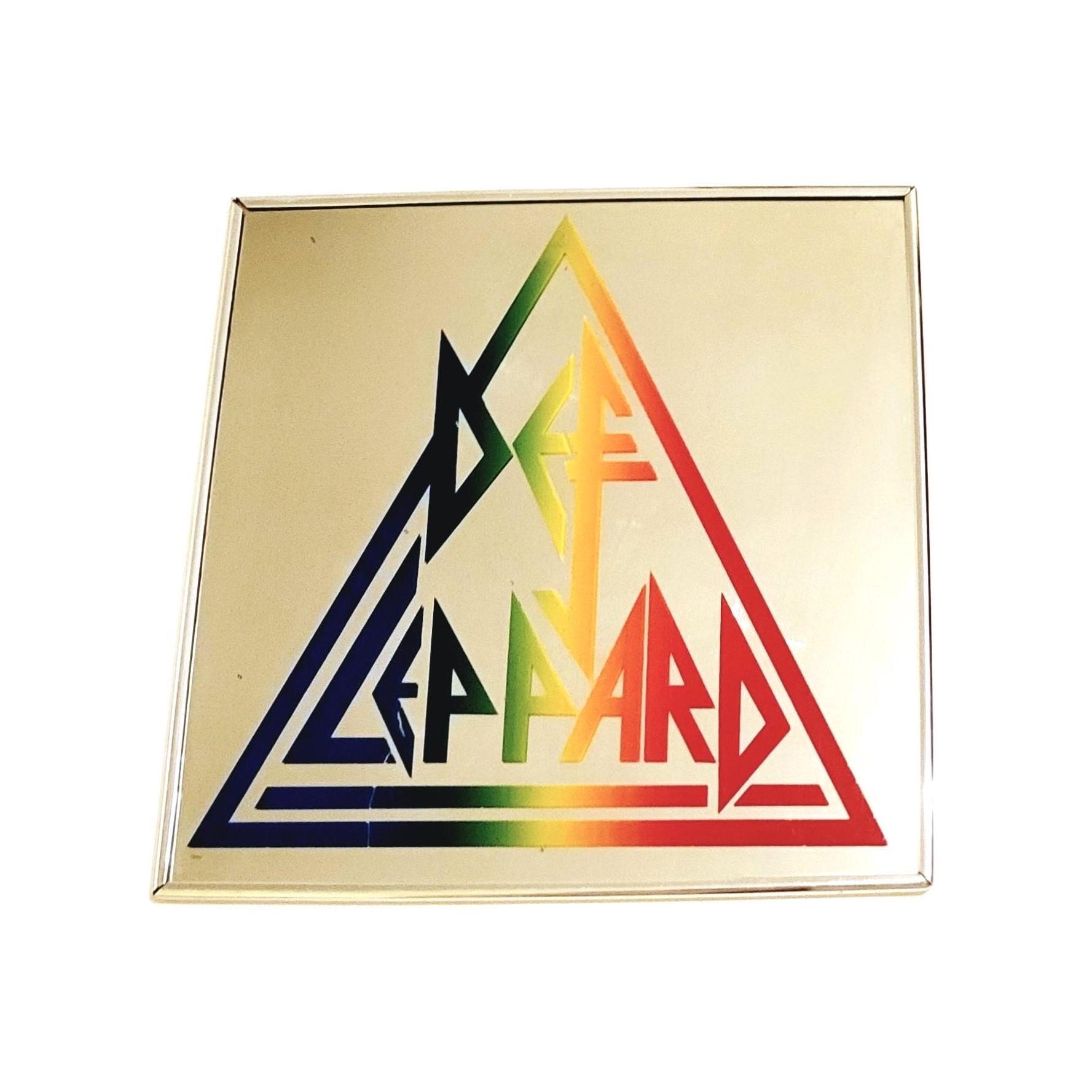 80's ヴィンテージ Def Leppard カーニバル・グラス・ミラー 80s Def Leppard Mirror Carnival Prize 12x12 - Etsy