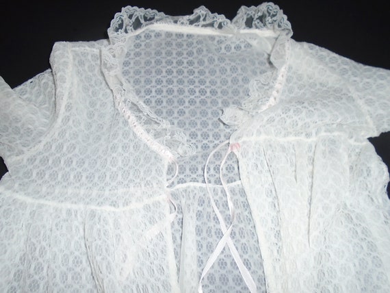 60s Babydoll Peignoir White Lace Robe w Nightie S… - image 8