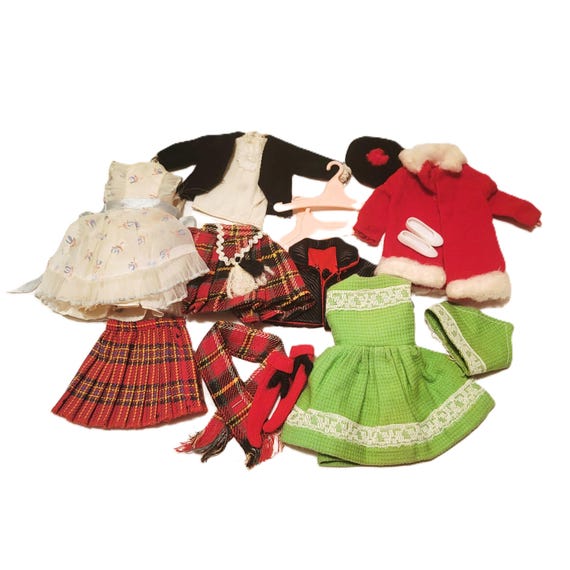 60s Tammy Size Doll Clothes Lot Scottish Outfits Dresses Hangers