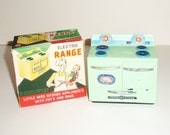 60s Miniature Oven Linemar Toys Dollhouse Range w Fuller Pans