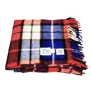 Vintage Wool Blanket Fringed Ayers Tartan Throw 58x70