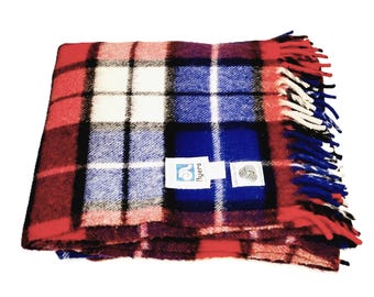 Vintage Wool Blanket Fringed Ayers Tartan Throw 58x70