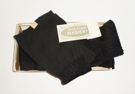 Edwardian Stockings 1910s Striped Black Stockings