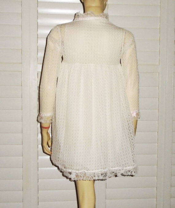 60s Babydoll Peignoir White Lace Robe w Nightie S… - image 2