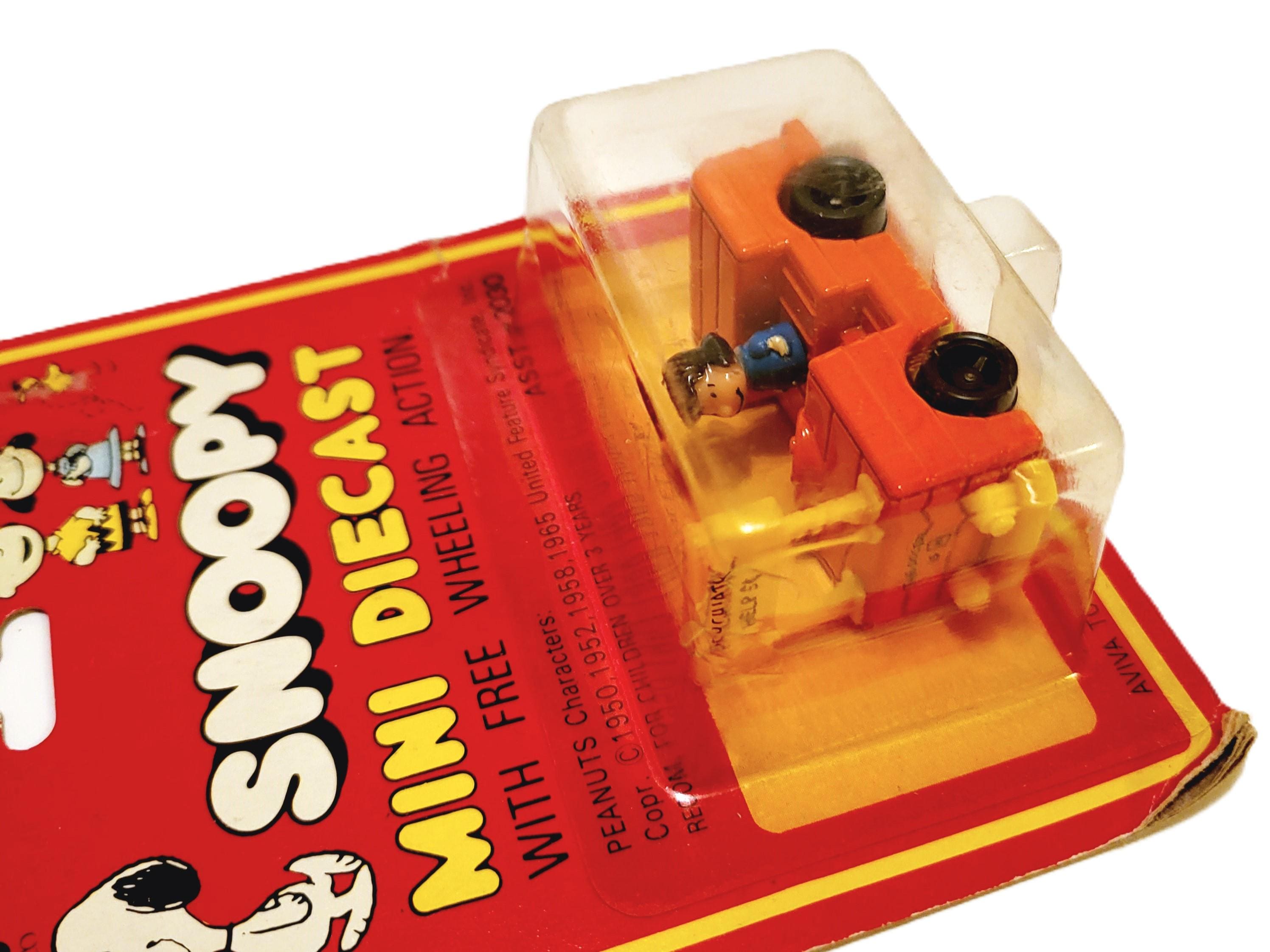 70s Snoopy Mini Die Cast Woodstock Racecar and Lucy Forklift 2pc