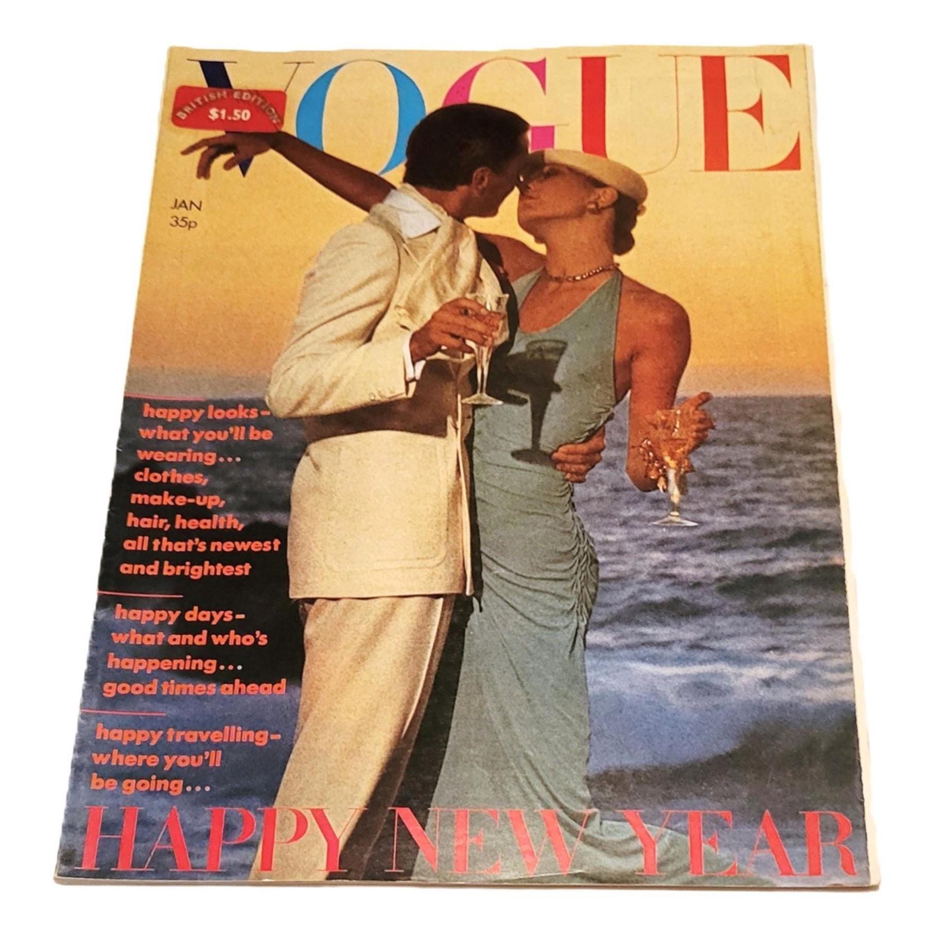 January 1974 Vogue UK Magazine Anjelica Huston and Manolo Blahnik
