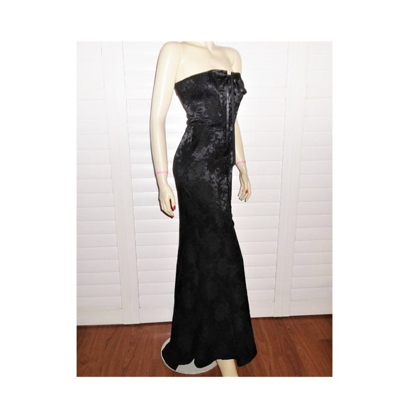 Vintage Evening Dress 90s Black Lace Up Dress Smal