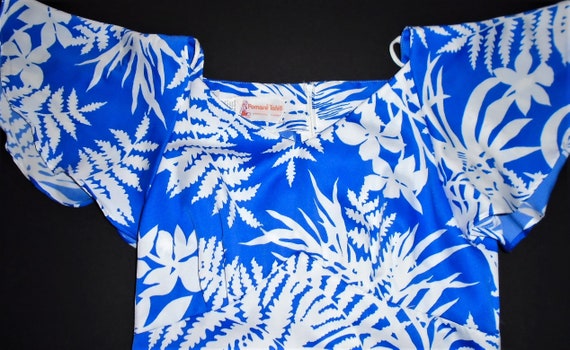 Vintage Hawaiian Dress 80s Pomare Blue Aloha Dres… - image 8
