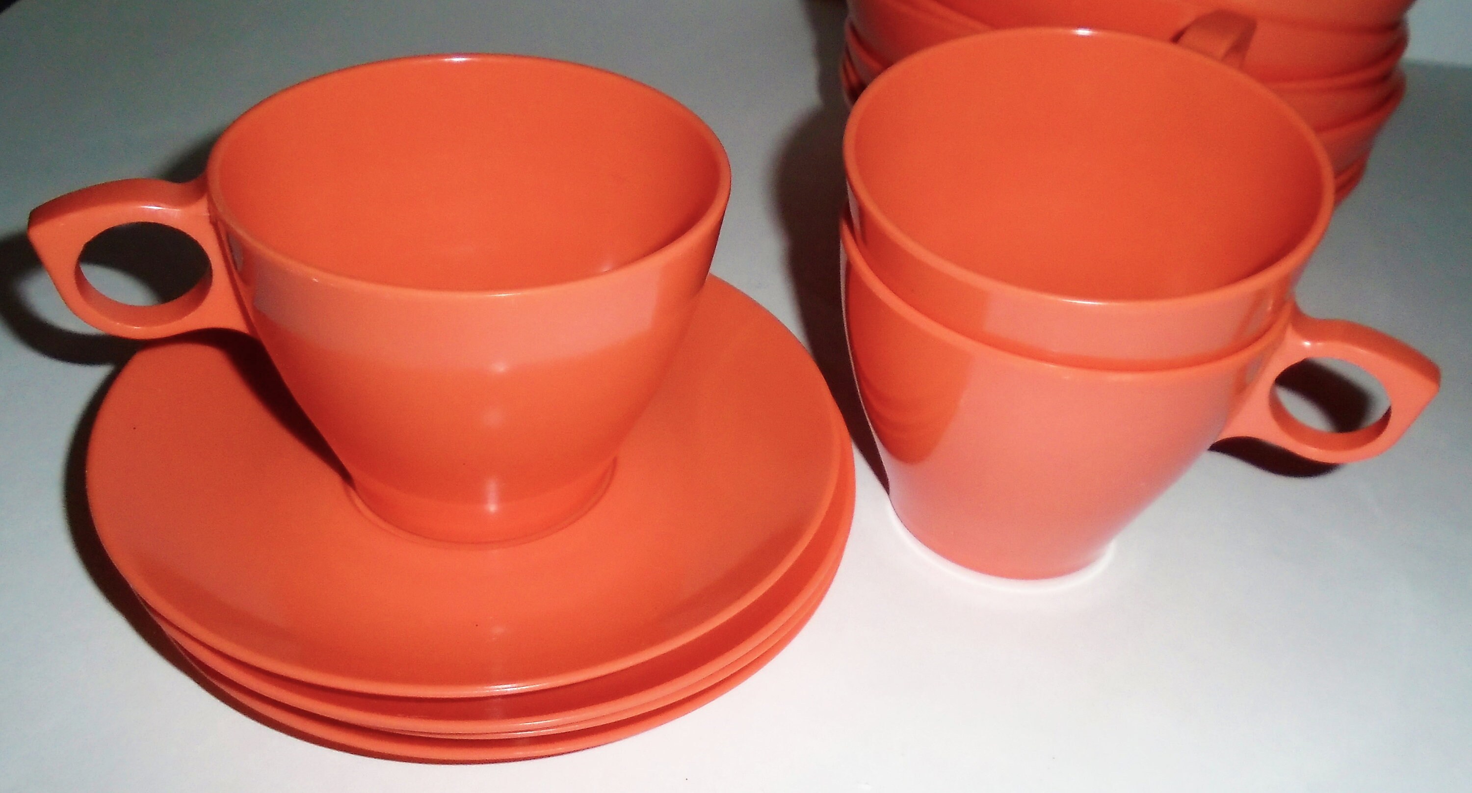 Vintage Melamine Plates Orange Bowls and Cups Dinnerware 17pc Etsy