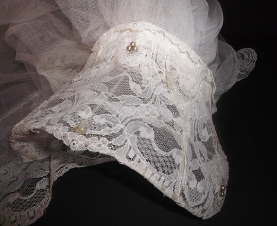Vintage Wedding Veil Fingertip 70s Bridal Juliet … - image 6