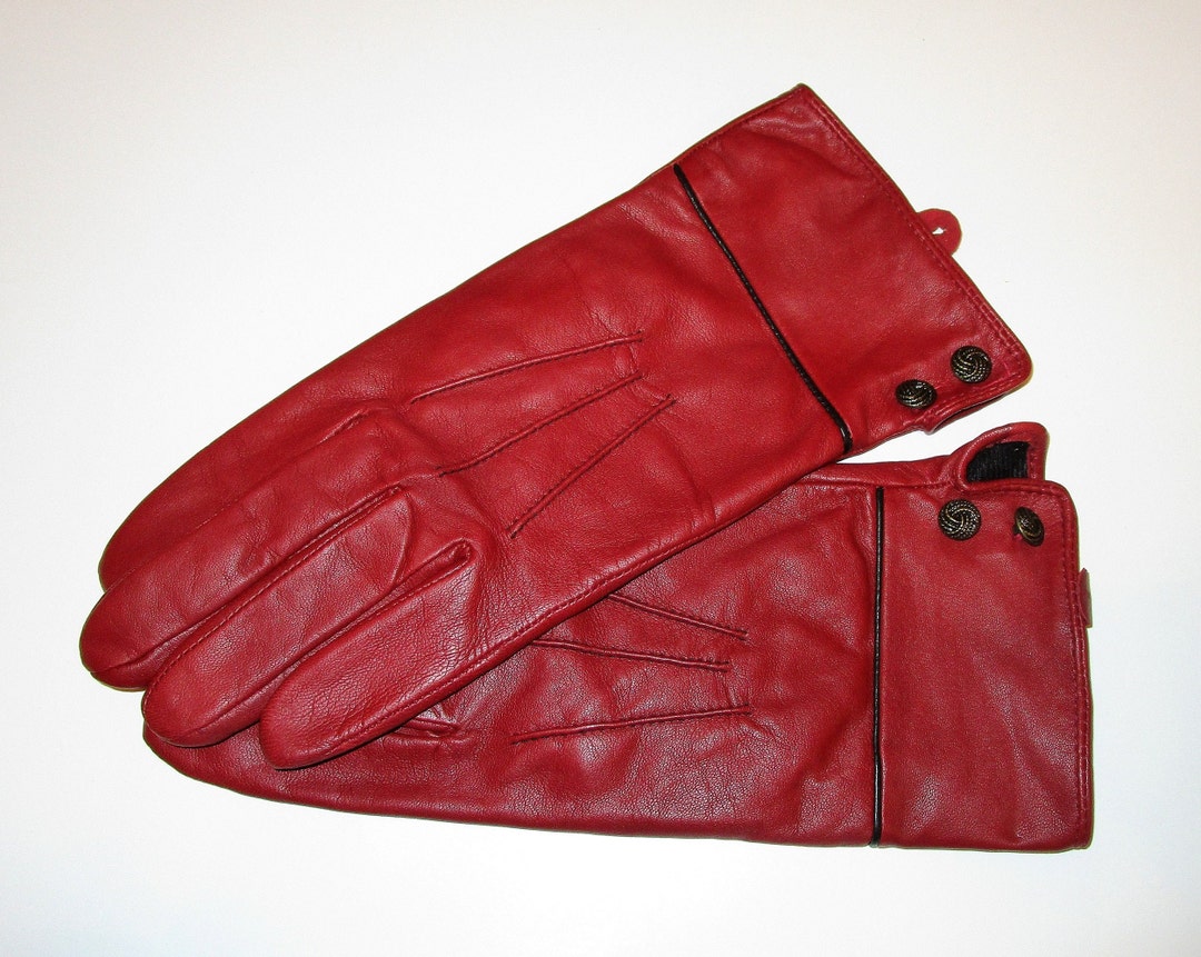 Womens Leather Gloves Dark Red Driving Gloves XL NOS Etsy