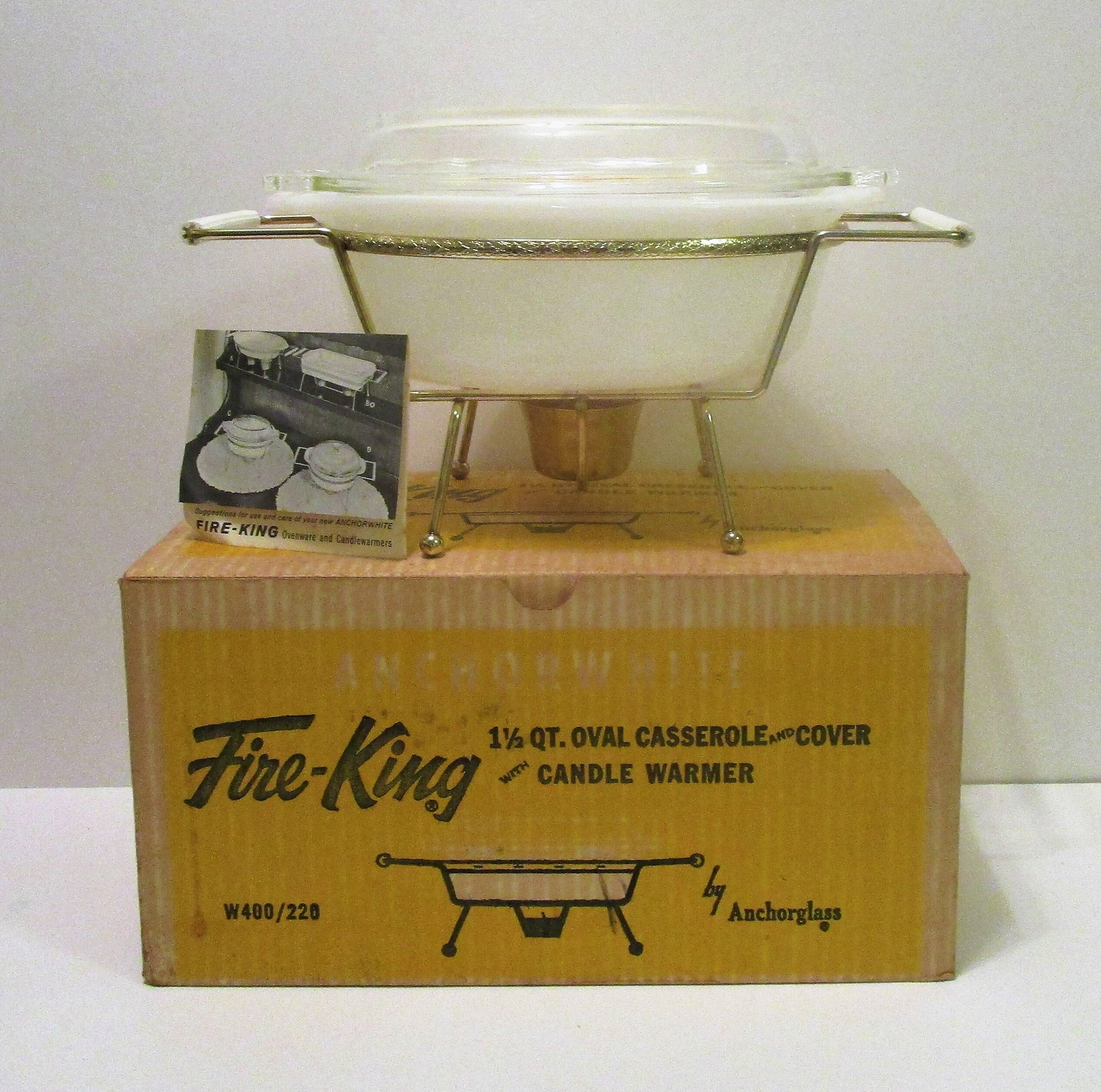 60s Fire King Casserole Dish With Stand Lidded Oval Server NIB - Etsy Canada