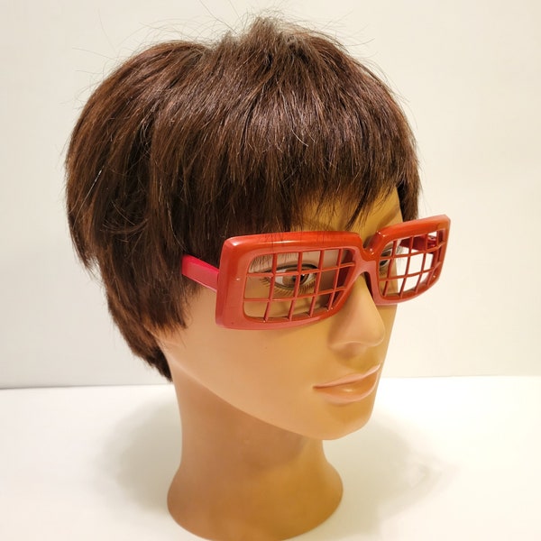 80s New Wave Eyewear Op Art Red Fashion Glasses Made in France