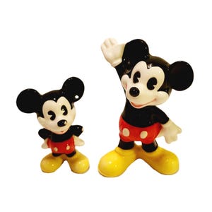 Vintage Mickey Mouse Porcelain Figurines Made in Japan 2pc