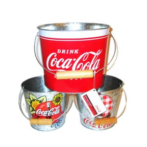 Coke Ice Buckets Handled Vintage Coca Cola Tins Set of 3 NWT