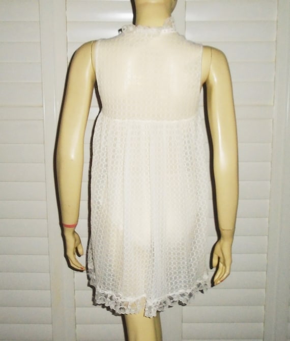60s Babydoll Peignoir White Lace Robe w Nightie S… - image 5