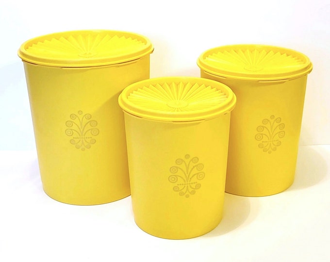 70s Tupperware Canister Set Harvest Gold With Lids 6pc Etsy