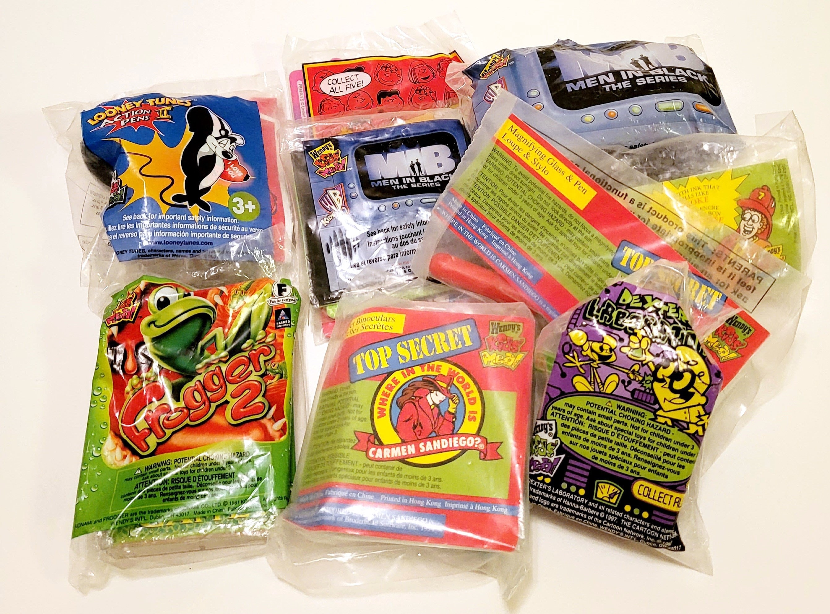 Wendys Kids Meal Toys MIB Dexter Pepe Peanuts Frogger NIP 9pc Etsy Canada
