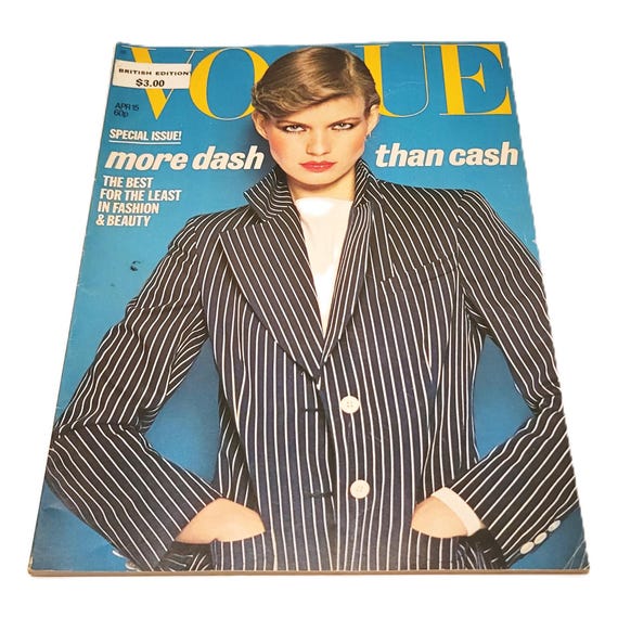 April 1977 Vogue UK Magazine 70s Fashion Beska Sorensen Cover - Etsy