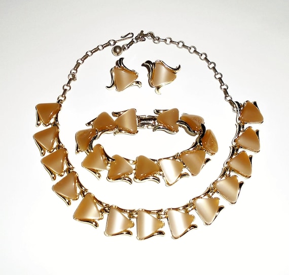 Vintage Coro Necklace Bracelet Set Brown Thermoset